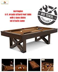 Barrington 8 Ft Arcade Billiard Pool Table With 2 Cues Sticks Set Of Balls Game Barrington Billiard Pool Table Billiards Pool Pool Table