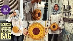 Bunga sunflower ini bisa digunakan untuk hiasan atau aplikasi tempel pada accessories (bandana, topi, bro. Crochet Tas Rajut Bunga Matahari Subtitle Available Youtube