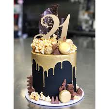 Black And Gold Topper 482 Likes 4 Comments Petite Crumb Petitecrumb On Instagram Happy Monday Again The Year 21st Birthday Cakes Birthday Cake For Him 40th Birthday Cakes