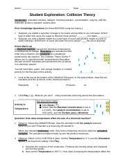 Ninth grade lesson differentiated exploration of collision theory : Collision Theory Gizmo Activity Reaction Kinetics Collision Theory Collision Theory Model U2013 In Order For A Reaction To Occur The Reacting Course Hero