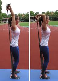 trizeps ubung mit extensionsband fitness routine ganzkorpertraining workout oberarme trainieren