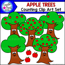 Apple Tree Clip Art Black And White Apple Tree Counting Clip Art Set Doodle Patch Designs Clip Art Patch Design Art Set