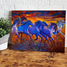7 Running Horses Oil Painting Canvas