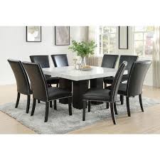 Made of cherry veneer, wood and engineered wood. Camila Square Dining Room Set W Black Pu Chairs By Steve Silver Furniture Furniturepick