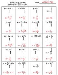 Solve for r in the formula. Literal Equations Worksheet Literal Equations Equations Algebra Interactive Notebooks