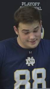 @ndfootball tight end Mitchell Evans shares why ‘Choose Hard’ is his  favorite saying of head coach Marcus Freeman ahead of the Irish’s matchup  with @pennstatefball in the Orange Bowl., For more
