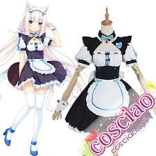 ネコぱら バニラ コスプレ衣装 メイド服 尻尾付き nekopara コスプレ 衣装 メイド服 アニメコスプレ