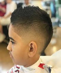 Faded faux hawk + line part. Top 17 Trending Cute Fohawk Haircut For Your Little Boys In 2021