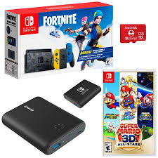 A new fortnite bundle is coming to nintendo switch called the wildcat pack. Nintendo Switch Fortnite Console W Mario All Stars Mem Card And Anker Battery Hadskfage A