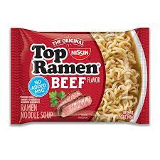 Amazon Com Nissin Top Ramen Beef 3 Ounce Pack Of 24 Grocery Gourmet Food Beef Top Ramen Ramen