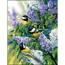 Les Mesanges Au Lilas Canevas De Royal Paris En 2020 Canevas Comment Peindre Les Arts