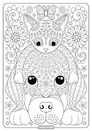 Mothers day to print and color. Free Printable Cat And Dog Coloring Pages