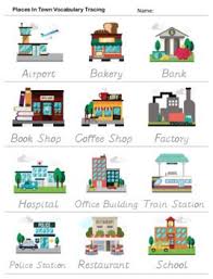 Places In Town City Poster Flashcards Bingo Worksheet Teach English To Kids Flashcards English Worksheets For Kids