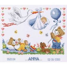 Grilles de point de croix compté ainsi que des kits complets de broderie américains, français. Broderie Naissance Bebe Et Tableau Prenom Point De Croix