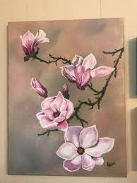 Buy Japanese Magnolia Acrylic Painting By Pamela Long Cauley On Artfinder Discover Thousands Of Other Origi Japanese Magnolia Flower Painting Floral Painting