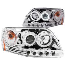 1997 2003 F150 Anzo Dual Halo Projector Ccfl Led Headlights Clear Chrome 111054 Projector Headlights Headlights Anzo Headlights