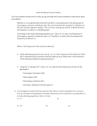The hardy 'weinberg equation is tol biologists use to make predictions about a population and to show pogil™ activities for ap* biology i te extension questions 25, the ability. Hardy Weinberg Equilibrium Worksheet
