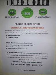 Lowongan kerja agustus 2017 operator produksi. Lowongan Kerja Sma Sederajat Pt Kmk Global Sports Agustus 2017 Sumberkarir Com