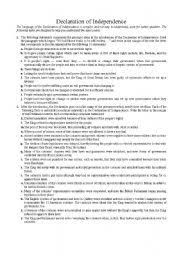 The declaration of independence is the usual name of a statement adopted by the continental congress on july 4, 1776, which announced that the thirteen american colonies, then at war with great britain, regarded themselves as thirteen newly independent sovereign states, and no longer a part of. 30 The Declaration Of Independence Worksheet Worksheet Project List