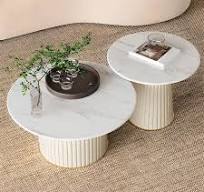 Coffee Table Salur Top Marmer Warna Putih