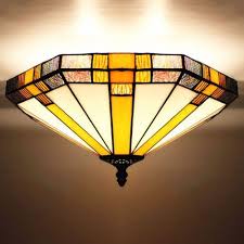 Stained Glass Geometric Big Flush Mount Ceiling Light Tiffany Style Ceiling Lamp Flush Mount Ceiling Lights Glass Lamp Shade Tiffany Style Ceiling Lights