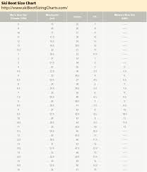 Ski Boot Sizing Chart And Mondopoint Conversion Table