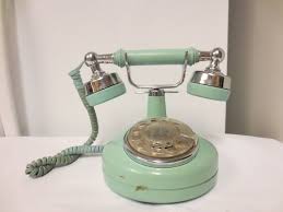 Vtg Western Electric French Cradle Style Telephone Rotary Dial Blue Vintage Telephone Vintage Phones Telephone