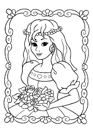 Des coloriages de princesses pour rêver et s'amuser avec leur monde merveilleux ! Coloriage Princesse Et Bouquet De Fleurs