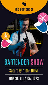 Personalize online this Colorful Abstract The Bartender Instagram Story  template
