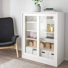 Ivory enamel paint with blue framed glass doors perfect for your dining. Syvde Cabinet With Glass Doors White Ikea In 2020 Glass Cabinet Doors Glass Door Ikea