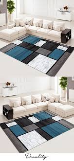 Carpet Modern Simple Style Color Block Washable Rug Blue Carpet Bedroom Carpet Design Living Room Carpet