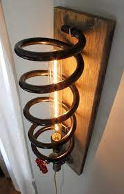 Coil Spring Wall Sconce W Water Valve Rotary Switch Light Etsy Wall Lamps Diy Eclectic Lamps Steampunk Lighting
