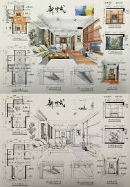 Sammlung Von Hand Gezeichnet Architektur Prasentation Blatter Aus In 2020 Interior Architecture Drawing Interior Design Presentation Architecture Drawing Presentation
