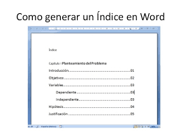 Como Se Hace Un Indice En Un Trabajo