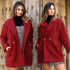 Dugmeli Bordo Kadin Kaban Moda Kadin Kabana