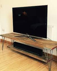 industrial tv table with steel hairpin legs etsy in 2021 tv stand wood table tv tv stand designs