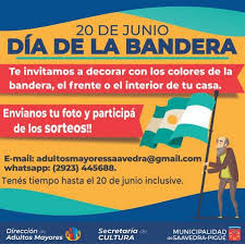 El día de la bandera se conmemora cada año en argentina el 20 de junio. El Area De Adultos Mayores Presento Una Iniciativa Por El Dia De La Bandera