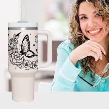 2 Diseños 40oz Quencher Stanley envoltura de vaso Boho Line Art Flor  Mariposa