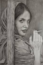 The view". Pencil portrait.