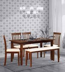 A traditional dining table set inspired by the farmhouse antique furniture look. Buy Miso 6 Seater Dining Set With Bench In Antique Oak Finish Mintwud By Pepperfry Online Modern 6 Seater Dining Sets Dining Furniture Pepperfry Product