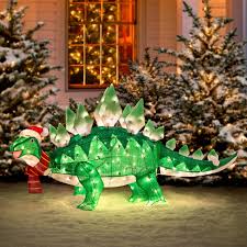 Bzb goods animated 8 foot long christmas inflatable santa claus with penguins on airplane decor outdoor indoor holiday decorations, blow up lighted yard decor, giant lawn inflatable for home. Home Garden New 5 Foot Christmas Inflatable Dinosaur Stegosaurus Outdoor Yard Decor Green Holiday Seasonal Decor