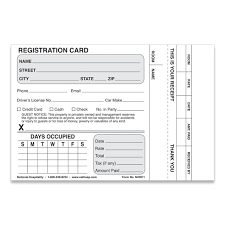 Just download one, open it in any program that can display the.pdf file and print. Registration Card W Receipt 4 X 6 500 Pk Hotel Forms National Hospitality Supply