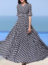 V Neck Plaid Maxi Dress Maxi Dress Outfit Summer Plaid Maxi Dresses Maxi Dresses Casual