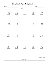 The Multiplying 2 Digit By 2 Digit Numbers B Math Worksheet From The Long Multiplication Worksheets Pag Multiplication Multiplication Worksheets College Math