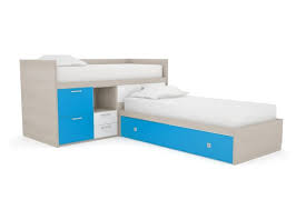 The slatted panels and fence style guard rails are a classic look that goes beautifully with any room design. Bunk Bed Plan L Shaped Twin Over Twin Pictures To Pin On Pinterest L Shaped Bunk Beds Kid Beds Bunk Beds