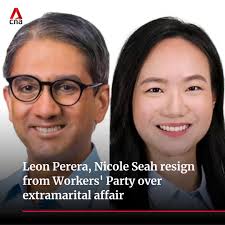 JUST IN: Leon Perera, Nicole Seah resign from the Workers' Party over  extramarital affair. https://cna.asia/3pL16pu