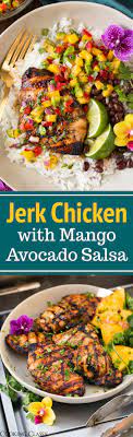 Jerk Chicken With Mango Avocado Salsa And Coconut Rice Cooking Classy Mango Avocado Salsa Jamaican Recipes Healthy