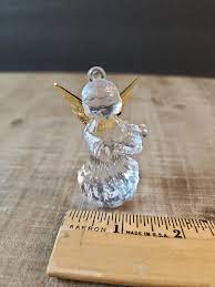 Vintage Christmas Ornament Clear Acrylic Plastic Angel Gold Wings Lyre Harp  Tai. | eBay