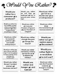 Would you rather questions are perfect for first dates, couples, friends, best friends, colleagues, and more. Would You Rather Civics Economics Questions By Mr Zski Tpt