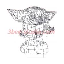 Download Baby Yoda 3d Illusion Lamp Plan Vector File For Laser And Cnc 3bee Studio